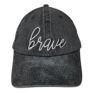 Brave Slideback Hat Gray One Size Embroidered Vent Holes 6 Panel